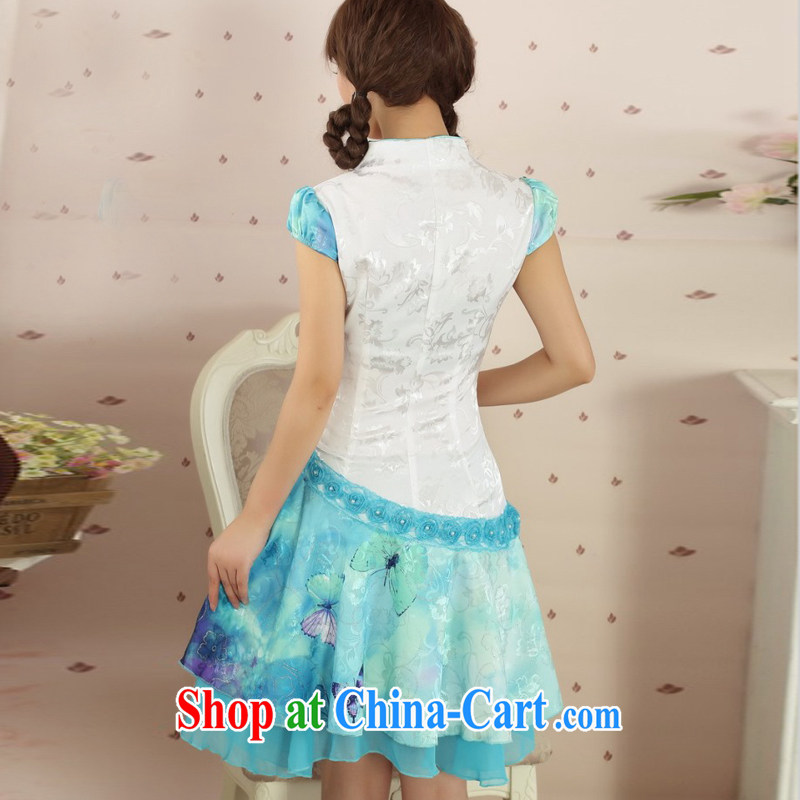 Stakeholders line cloud summer Beauty Fashion dresses, dresses retro girls improved daily Korea Chinese AQE 3428 blue XL stakeholders, the cloud (YouThinking), and, on-line shopping