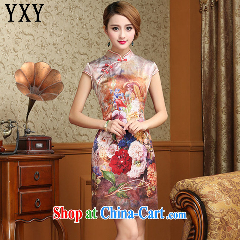 Stakeholders line cloud summer heavy Silk Cheongsam dress beauty antique Chinese qipao dresses AQE 8054 Map Color XXXL
