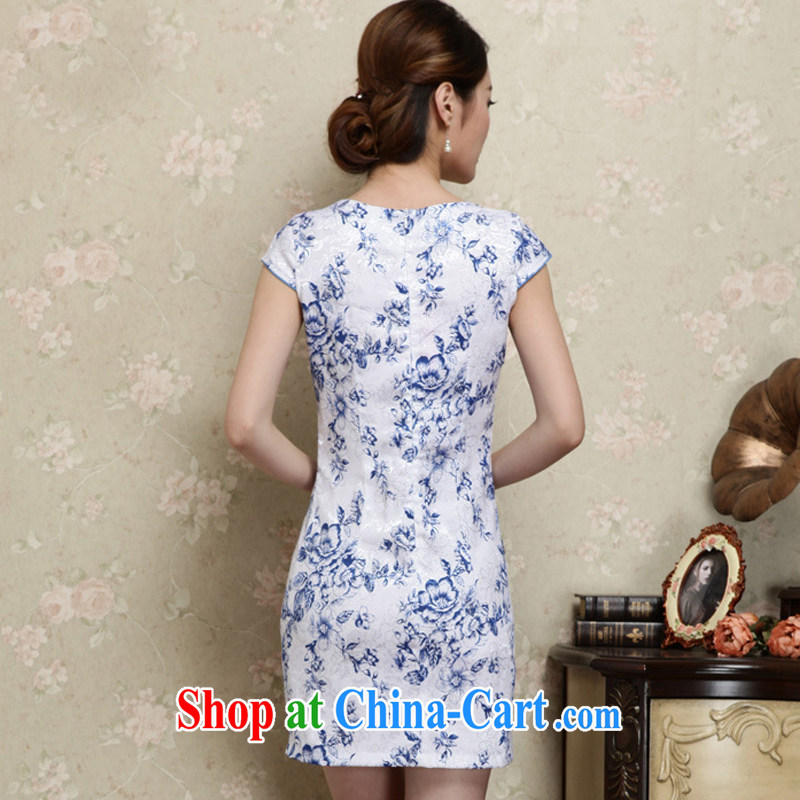 Stakeholders line cloud summer decoration, short dresses retro improved daily Korea fashion round collar dress AQE 1020 blue and white porcelain XXL stakeholders, the cloud (YouThinking), and, on-line shopping