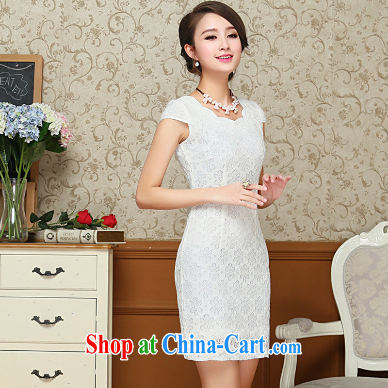 Stakeholders line cloud stylish sexy lace cheongsam dress retro improved daily short cheongsam dress elegance AQE 8026 white XXL stakeholders, the cloud (YouThinking), and, on-line shopping