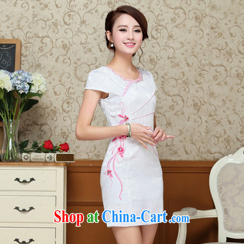 Stakeholders line cloud summer short white dresses retro improved daily cheongsam dress elegance Sau San Tong load AQE 3386 saffron XXL stakeholders, the cloud (YouThinking), and, on-line shopping