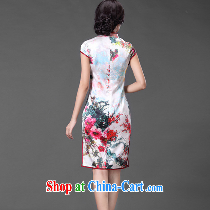Stakeholders the cloud, for the hard-pressed high quality Silk Cheongsam retro improved daily sauna silk dress dresses summer short-sleeve female AQE 016 Map Color XXXL stakeholders, the cloud (YouThinking), and, on-line shopping