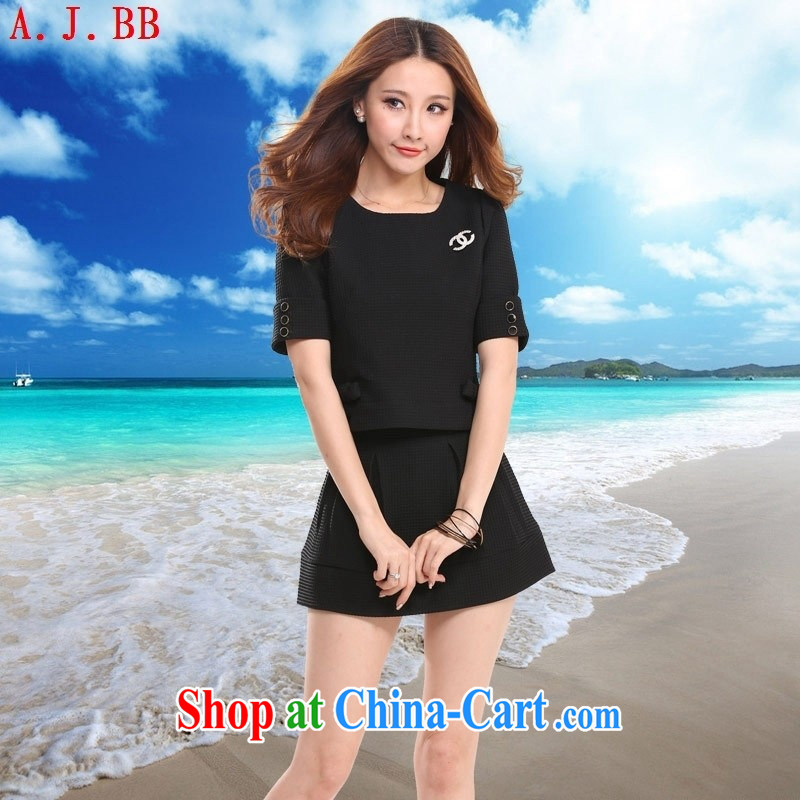Black butterfly 2015 new t-shirt skirt video thin two-piece dress female A B 3 9708 black L, A . J . BB, shopping on the Internet