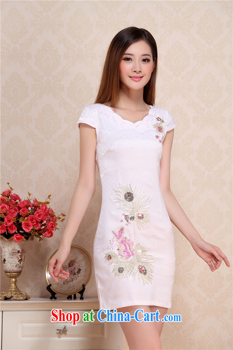 Stakeholders line cloud round-collar short cheongsam retro improved day-students of cheongsam dress AQE 0738 white XXL pictures, price, brand platters! Elections are good character, the national distribution, so why buy now enjoy more preferential! Health