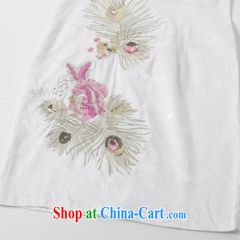 Stakeholders line cloud round-collar short cheongsam retro improved day-students of cheongsam dress AQE 0738 white XXL stakeholders, the cloud (YouThinking), and, on-line shopping