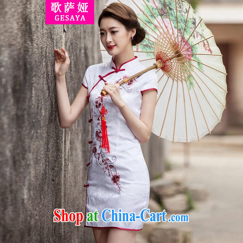 The song Julia summer 2015 New Tang with retro improved stylish short, cultivating daily cheongsam dress pink L, song, Julia (GESAYA), online shopping