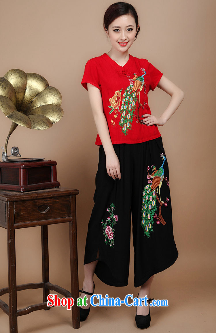 Nest, summer 2015 girls retro embroidered Ethnic Wind shirt Peacock embroidery cotton Ma T shirts female black L pictures, price, brand platters! Elections are good character, the national distribution, so why buy now enjoy more preferential! Health