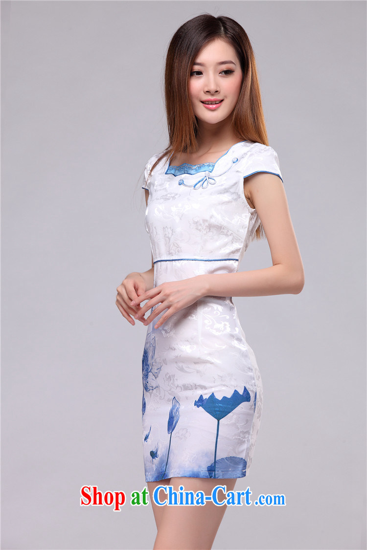 Stakeholders line cloud Stylish retro Lotus cheongsam dress 2015 summer day improved cheongsam AQE 0751 blue XXL pictures, price, brand platters! Elections are good character, the national distribution, so why buy now enjoy more preferential! Health