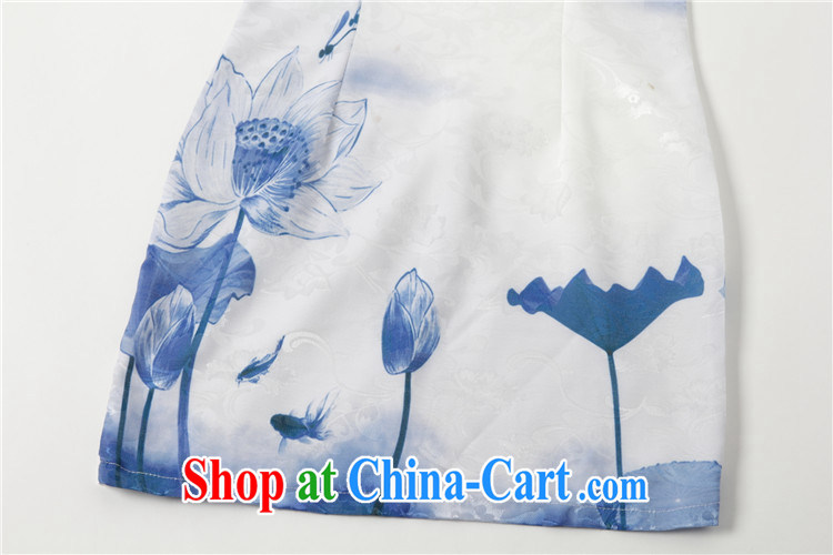 Stakeholders line cloud Stylish retro Lotus cheongsam dress 2015 summer day improved cheongsam AQE 0751 blue XXL pictures, price, brand platters! Elections are good character, the national distribution, so why buy now enjoy more preferential! Health