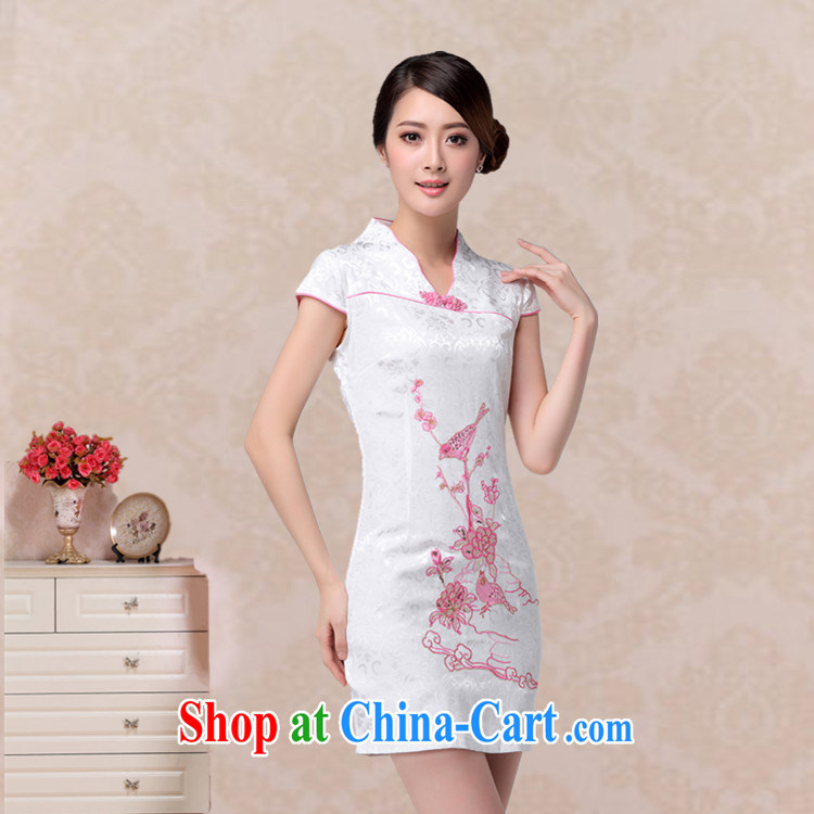 Stakeholders line cloud summer beauty and stylish bird embroidery cheongsam short-sleeved retro improved daily Chinese qipao AQE 637 pink XXL pictures, price, brand platters! Elections are good character, the national distribution, so why buy now enjoy more preferential! Health