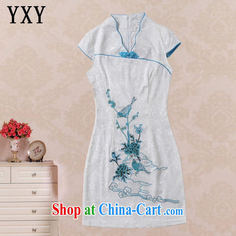 Stakeholders line cloud summer beauty and stylish bird embroidery cheongsam short-sleeved retro improved daily Chinese qipao AQE 637 pink XXL stakeholders, the cloud (YouThinking), and, on-line shopping