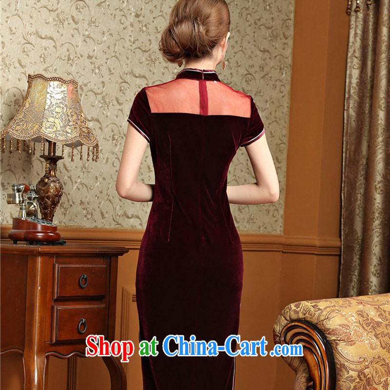 Stakeholders line Cloud Standard gold velour cheongsam dress, long, short-sleeved wedding dress retro toast AQE serving 025 maroon XXXL stakeholders, the cloud (YouThinking), and, on-line shopping