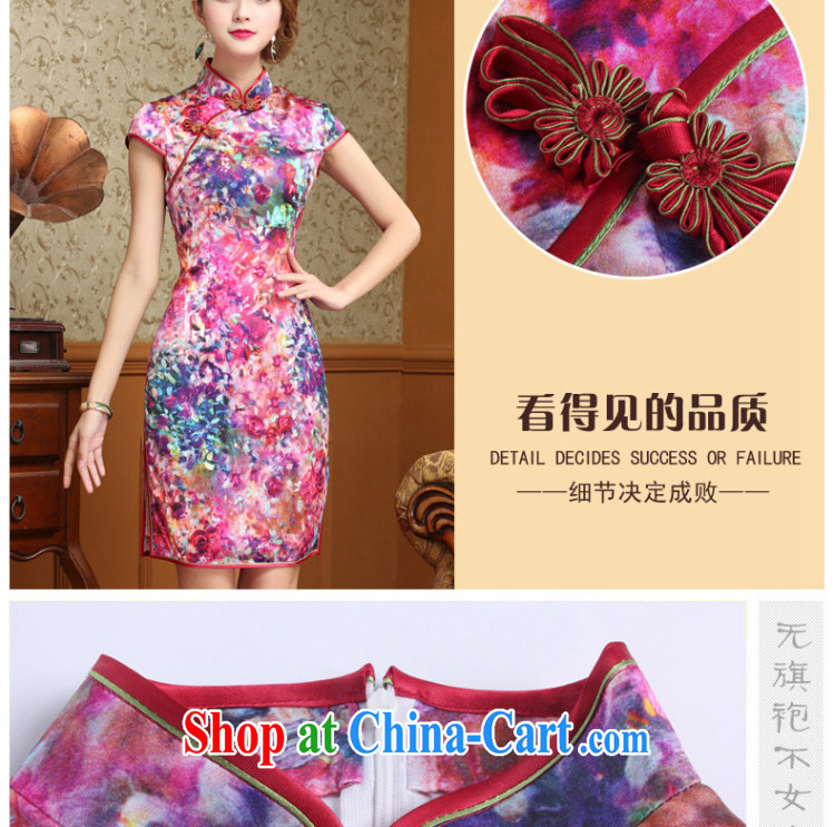 Stakeholders line cloud Silk Cheongsam dress 2015 summer sauna silk Chinese Dress dress short cheongsam AQE 028 Map Color XXL pictures, price, brand platters! Elections are good character, the national distribution, so why buy now enjoy more preferential! Health