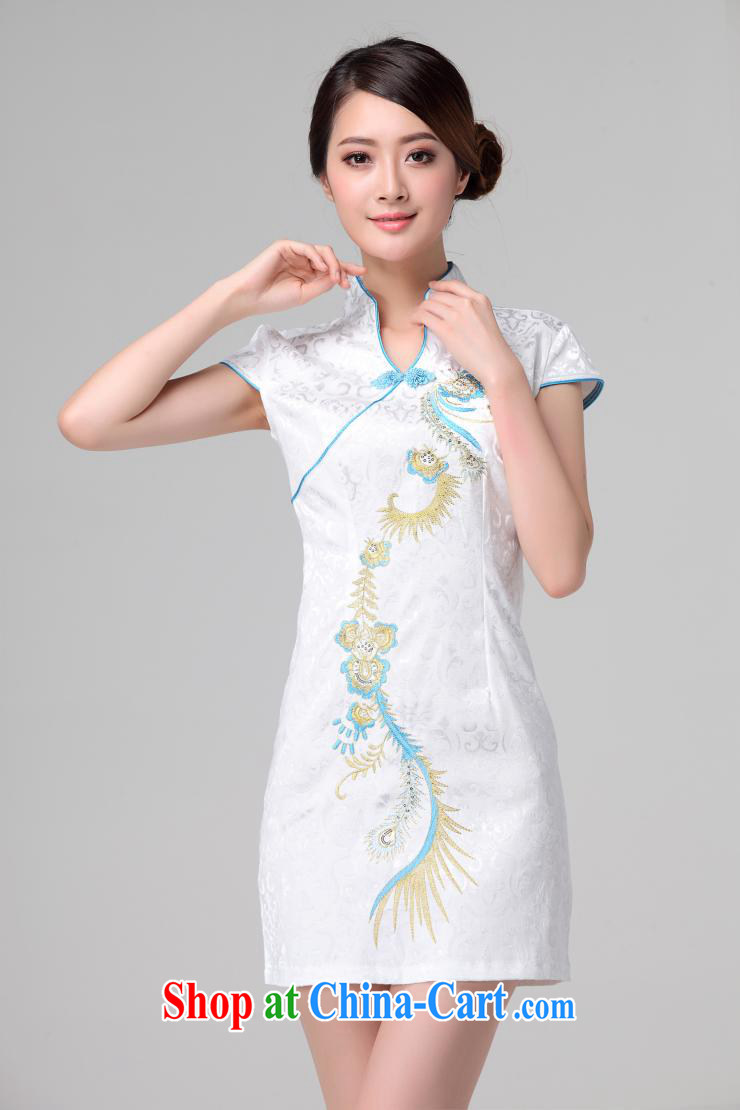 Stakeholders line cloud retro embroidery Phoenix short-sleeved qipao improved daily dresses, dresses of Korea Tang women AQE 613 pink XXL pictures, price, brand platters! Elections are good character, the national distribution, so why buy now enjoy more preferential! Health