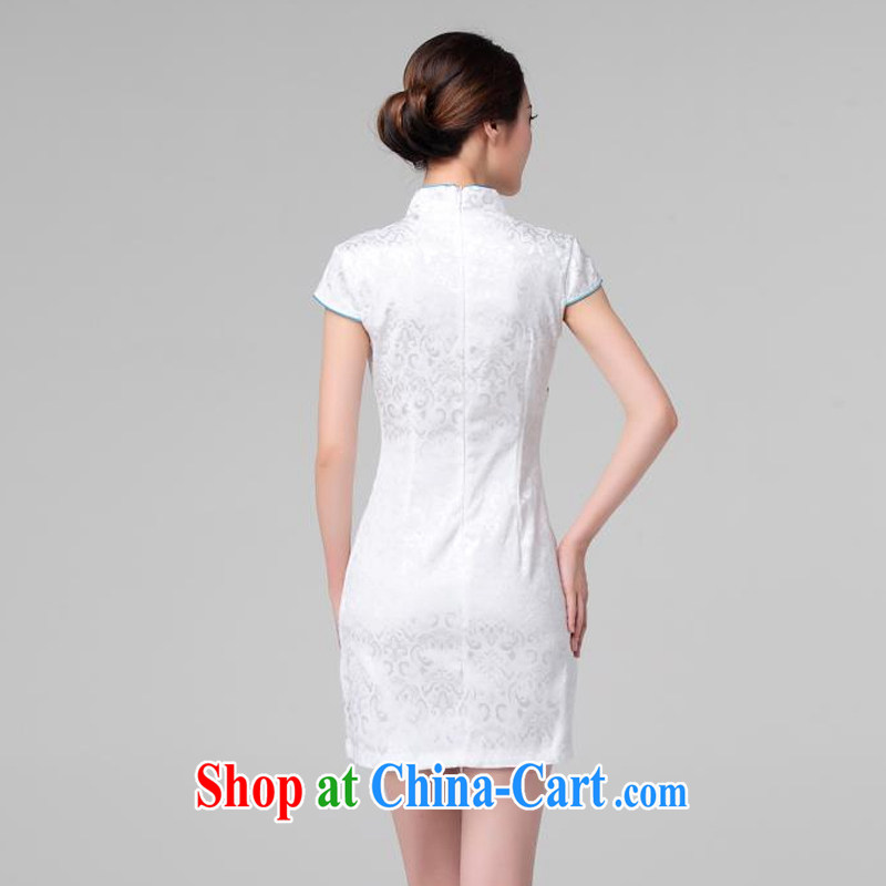 Stakeholders line cloud retro embroidery Phoenix short-sleeved qipao improved daily dresses, dresses of Korea Tang women AQE 613 pink XXL stakeholders, the cloud (YouThinking), and, on-line shopping