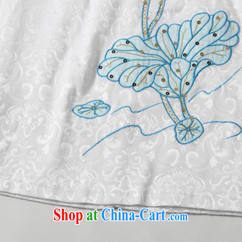 Stakeholders line cloud lady aura V for cultivating dresses retro improved fashion cheongsam dress embroidered Lotus dresses AQE 658 blue XXL stakeholders, the cloud (YouThinking), and, on-line shopping