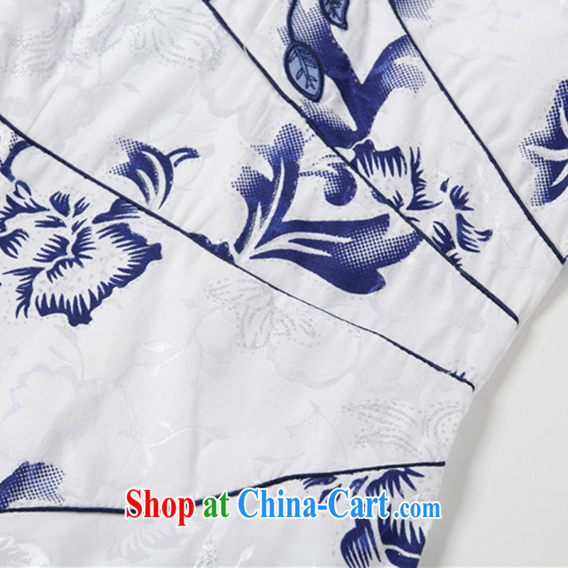 Stakeholders line cloud summer retro improved daily cheongsam beauty graphics thin floral cheongsam dress Korea elegance dresses AQE 0719 blue and white porcelain XXL stakeholders, the cloud (YouThinking), and, on-line shopping