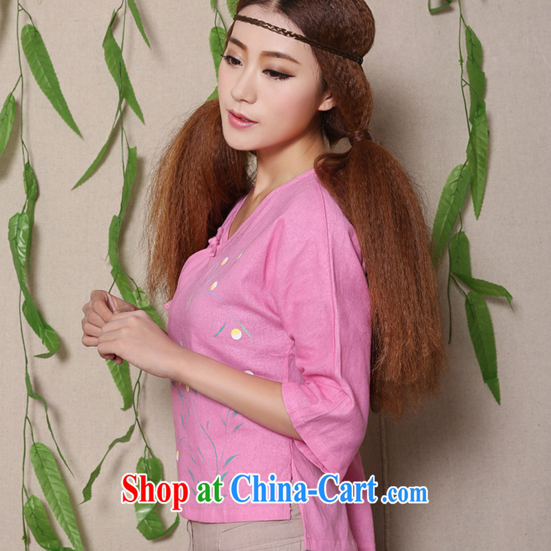 2015 new hand-painted cotton the fresh arts 100 on Chinese female Chinese T-shirt N - 915 A - Z 1136 pink M, Selina CHOW honey honey (YIMIMI), online shopping