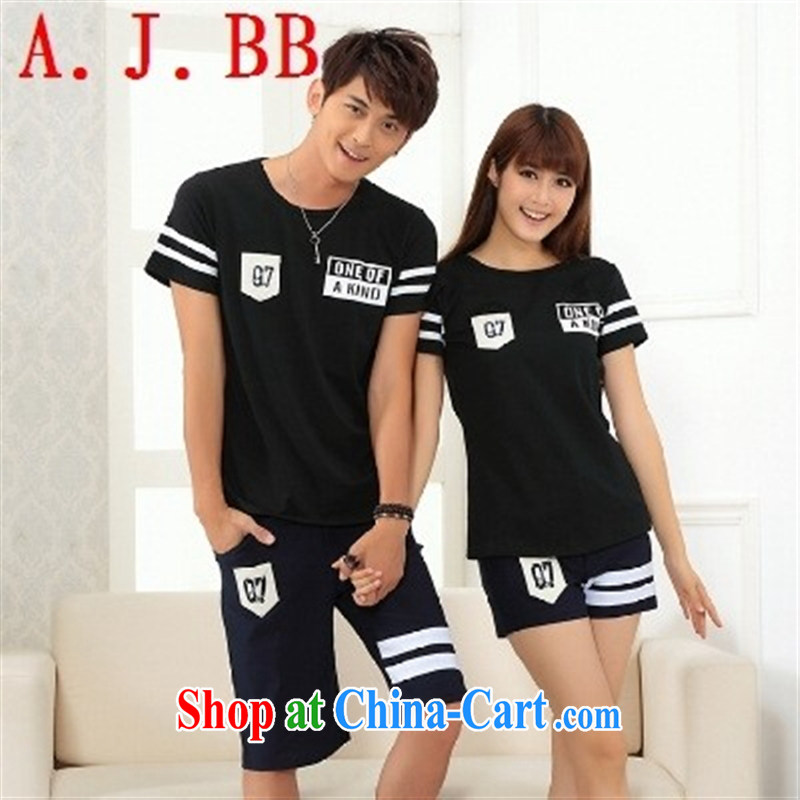 2015 summer Korean female new stylish lounge for couples with the collar loose stamp short sleeve female T shirts cotton white female XXXL (men and women) and A . J . BB, shopping on the Internet
