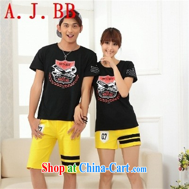 2015 spring and summer, the Korean version trend stylish casual dress stamp duty for couples with short-sleeved round-collar and cotton T pension white XXXL (men and women) and A . J . BB, shopping on the Internet
