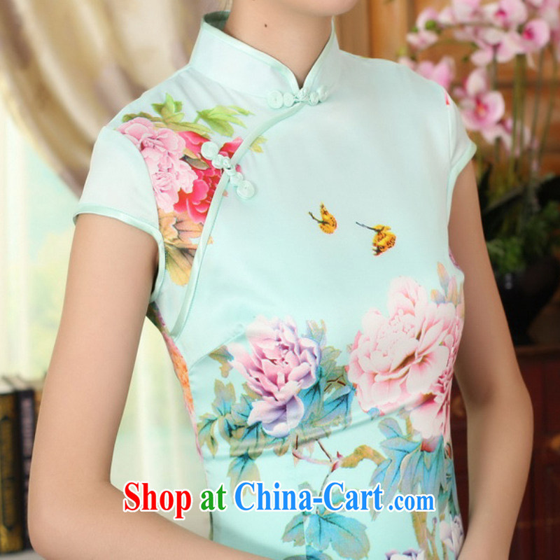 According to fuser summer stylish new Ethnic Wind improved Tang replace traditional costumes, for the hard-pressed stamp duty cultivating short Chinese qipao dress LGD/D 0296 #2 sky XL, fuser, and shopping on the Internet