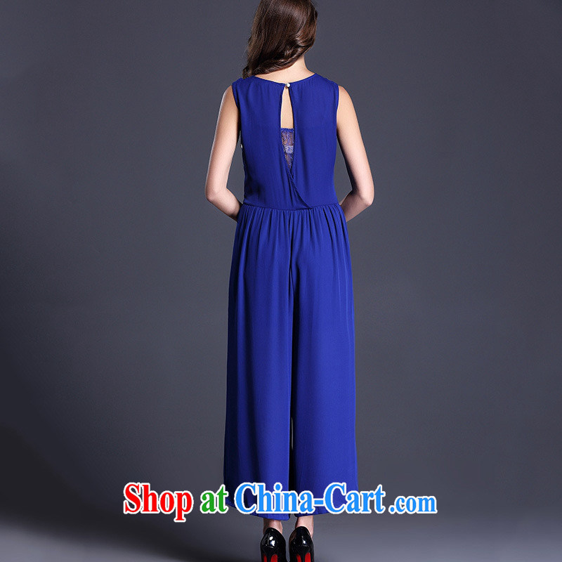 Ya-ting store 2015 spring new products in Europe and the solid-colored sleeveless round neck snow woven pants on a pants girl blue L, blue rain bow, and shopping on the Internet