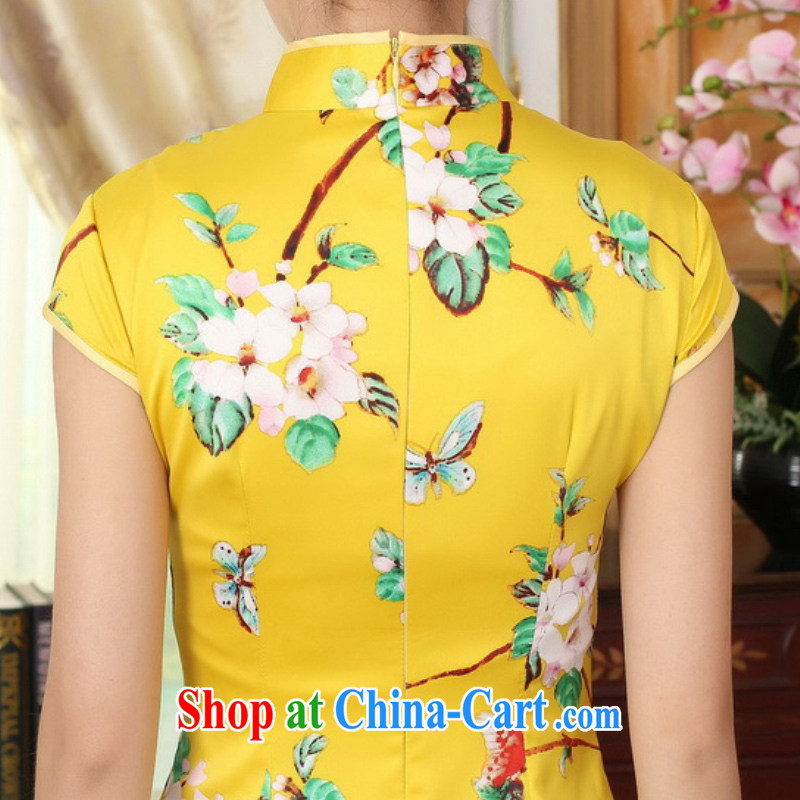 According to fuser summer stylish new retro improved Chinese Chinese qipao classical-tie cultivating short Chinese qipao dress LGD/D 0004 #gold 2XL, fuser, and shopping on the Internet