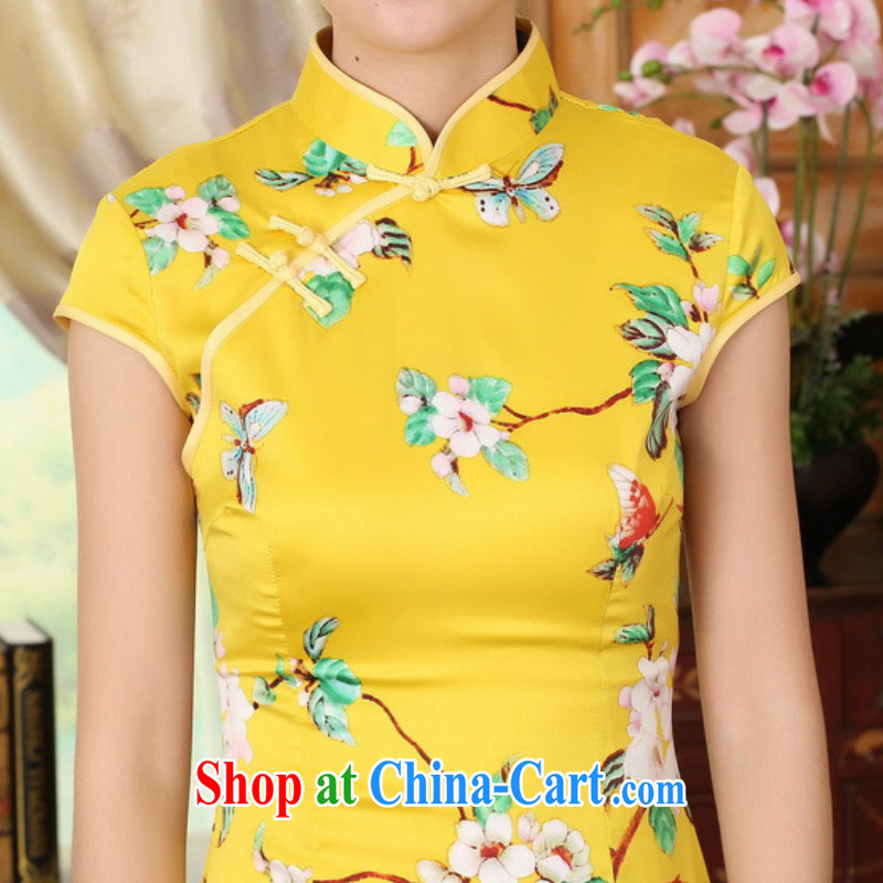 According to fuser summer stylish new retro improved Chinese Chinese qipao classical-tie cultivating short Chinese qipao dress LGD/D 0004 #gold 2XL, fuser, and shopping on the Internet