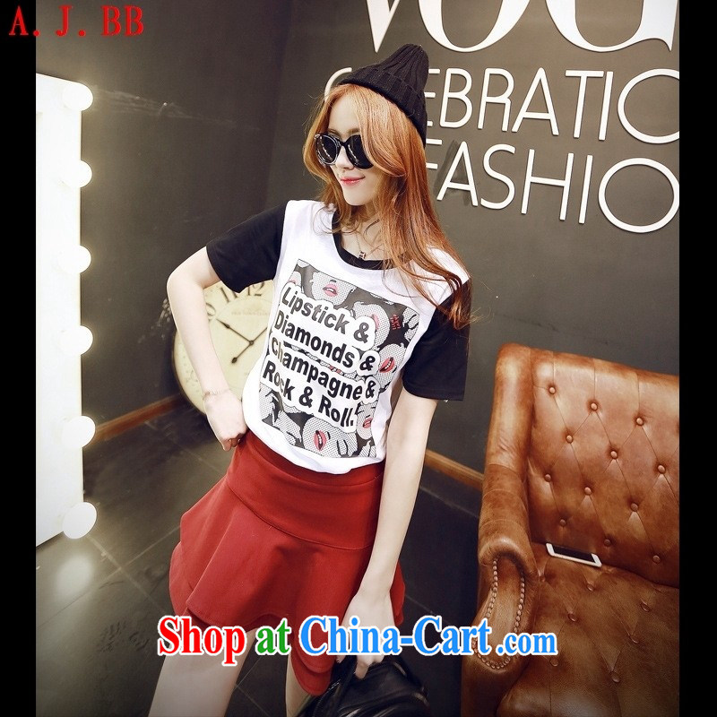 Black butterfly 2015 summer new leisure T pension women letter stamp loose short-sleeved T-shirt Han version white XL