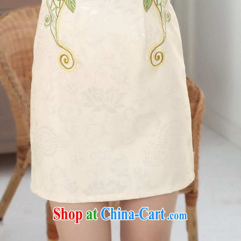 According to fuser summer stylish new retro improved Chinese qipao, for the flap embroidered short, Sau San Tong with cheongsam LGD/D 0310 # -B pink 2 XL, according to fuser, shopping on the Internet