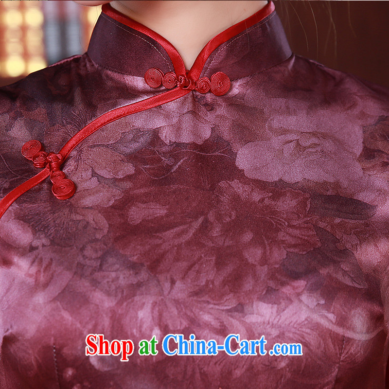 Dresses new 2015 summer retro short-sleeved improved stylish sauna silk silk Chinese Q 1070 red XXL, Jessica (jessica han), online shopping