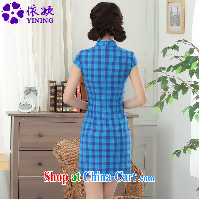 According to fuser summer stylish new retro improved Chinese Chinese qipao, for a tight, cultivating Chinese cheongsam dress LGD/D 0308 # -A lake blue S, fuser, and shopping on the Internet