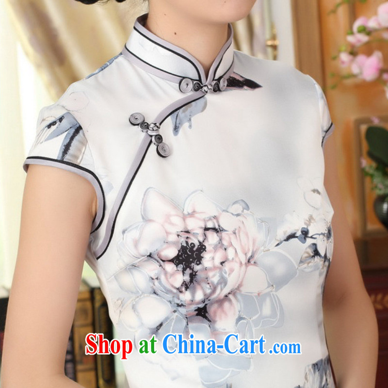 According to fuser summer stylish new retro improved Chinese qipao, for a tight snap-cultivating short Chinese qipao dress LGD/D 0002# pale 2 XL, according to fuser, shopping on the Internet