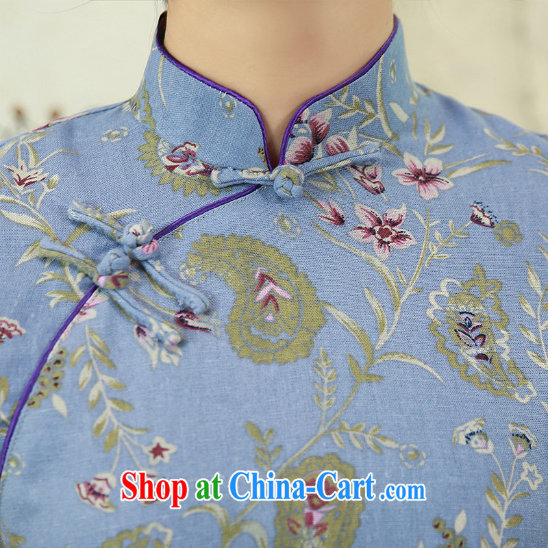 cheongsam dress 2015 new summer beauty graphics thin short, short-sleeved, cotton the retro dresses Q 1071 light blue XXL, Jessica (jessica han), online shopping