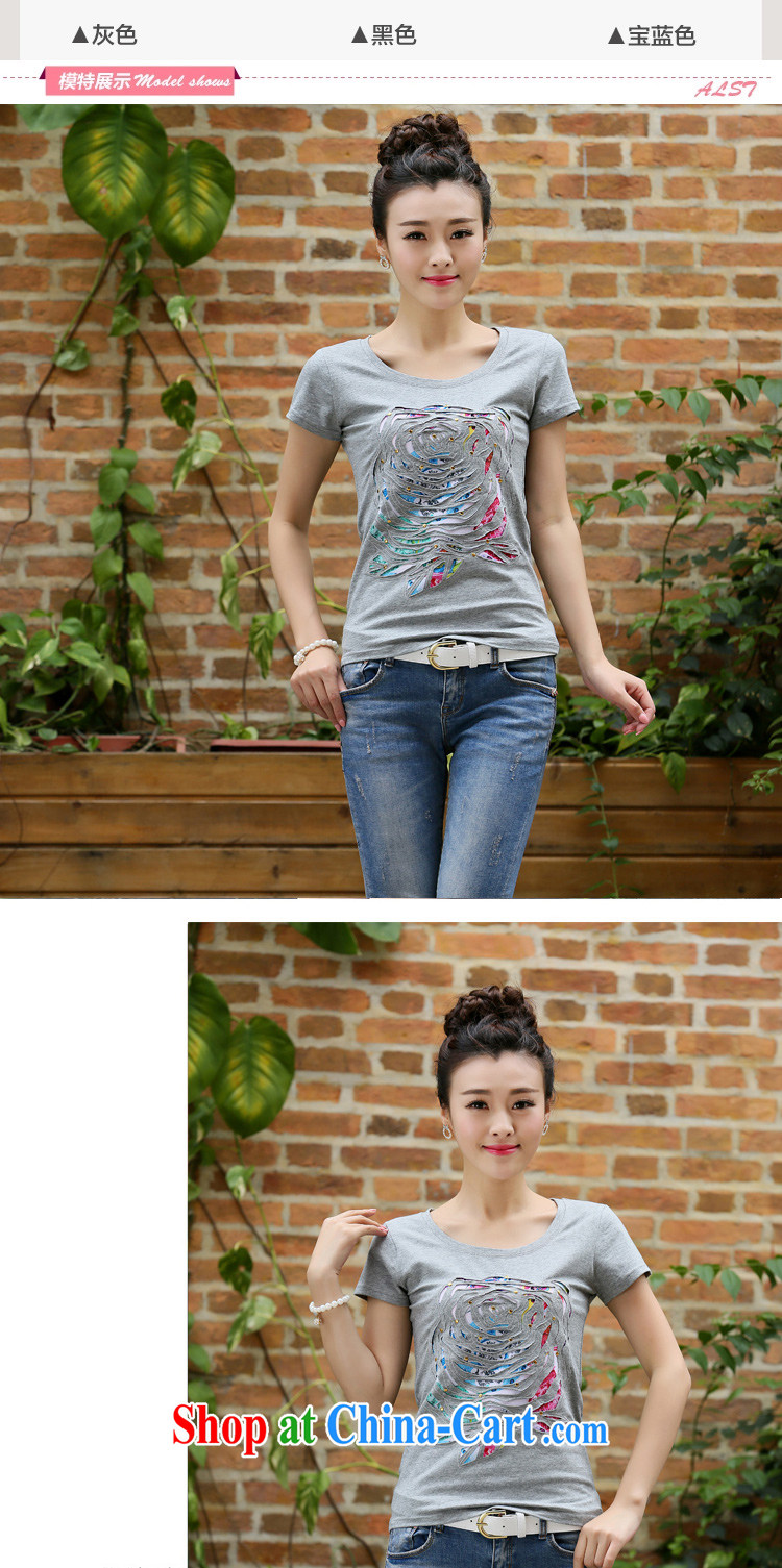 Qin Qing store 2015 summer new female Korean fashion beauty the code graphics thin flower embroidery round-collar short-sleeved cotton shirt T female white XL pictures, price, brand platters! Elections are good character, the national distribution, so why buy now enjoy more preferential! Health