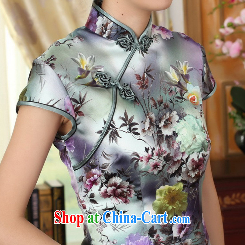 According to fuser summer fashion summer Chinese improved Chinese qipao, for a tight stamp short, cultivating silk Chinese cheongsam dress LGD/Z 0001 #picture color 2 XL, fuser, and shopping on the Internet