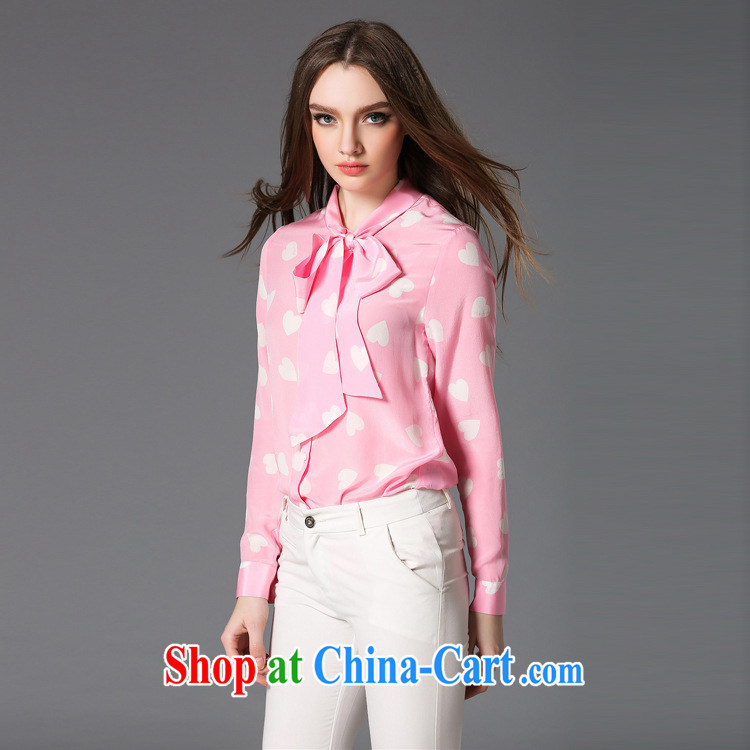 Qin Qing store 2015 spring and summer new blouses Korean fashion. Love shirt bow tie silk shirt girl picture color XL pictures, price, brand platters! Elections are good character, the national distribution, so why buy now enjoy more preferential! Health