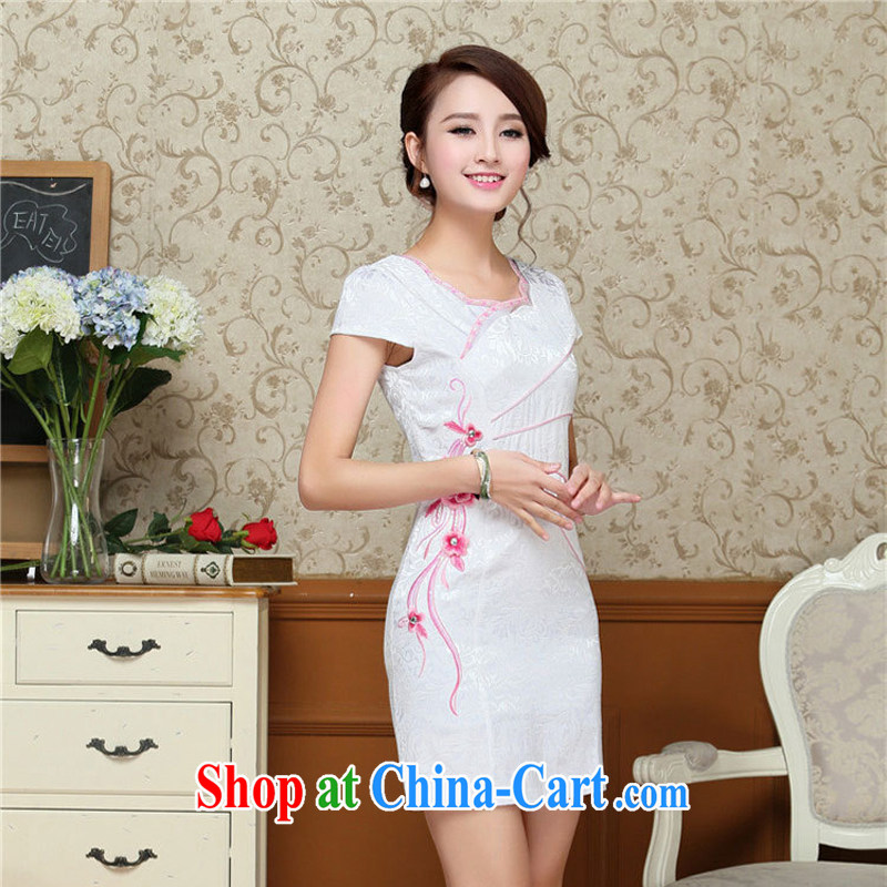 Summer 2015 ladies' new Korean version, long, petals beauty for further cheongsam dress embroidered 57 red XXL