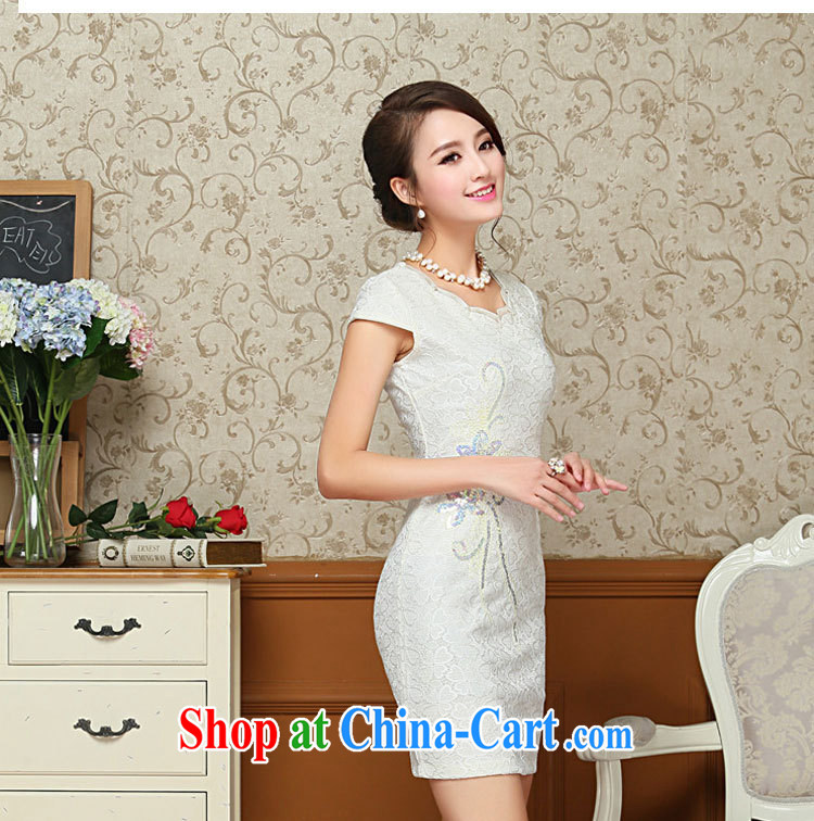 2015 spring and summer new female Korean style Lace Embroidery cheongsam dress short-sleeved dress code the Beauty Package skirt 66 white XXL pictures, price, brand platters! Elections are good character, the national distribution, so why buy now enjoy more preferential! Health