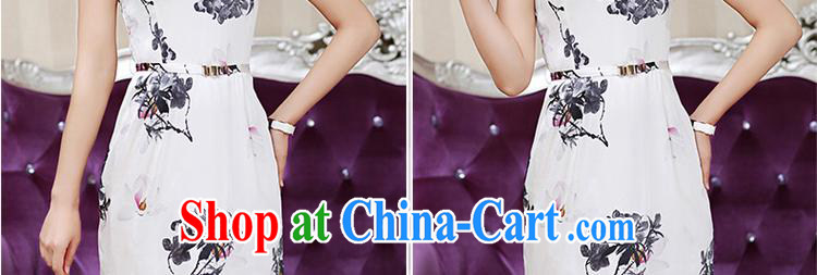 2015 summer new beauty, long ethnic wind Chinese Antique improved cheongsam Silk Dresses women with Lap water color L pictures, price, brand platters! Elections are good character, the national distribution, so why buy now enjoy more preferential! Health