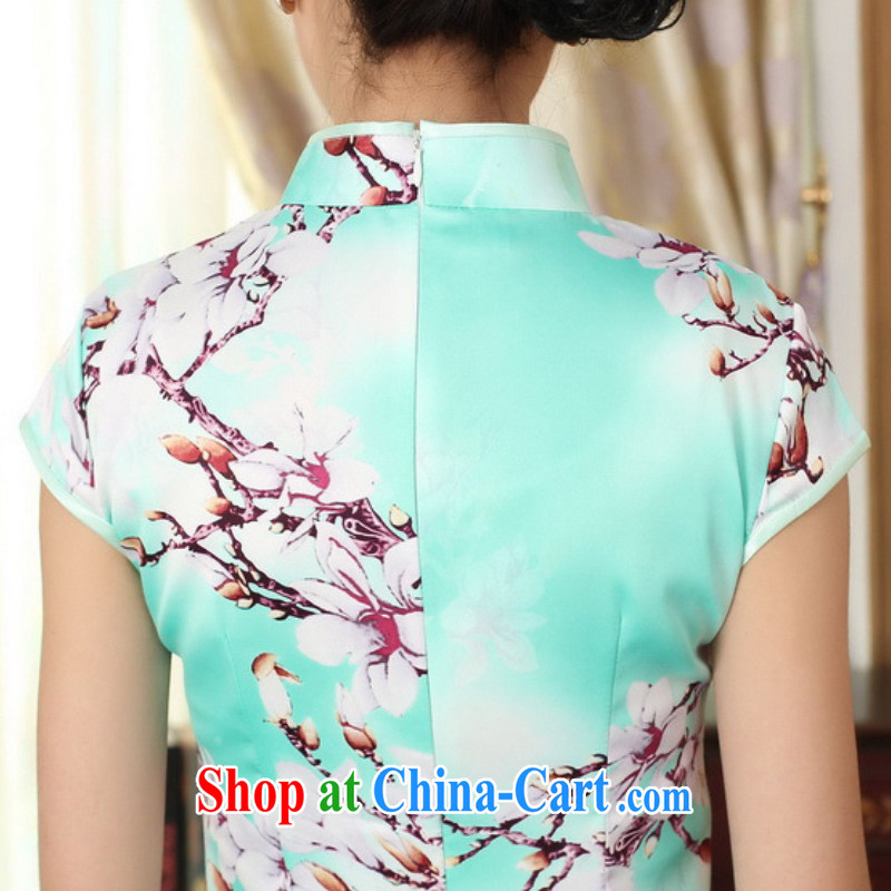 According to fuser summer stylish new Chinese improved Chinese qipao, for a tight Classic tray for cultivating Chinese cheongsam dress LGD/D 0297 #2 sky XL, according to fuser, shopping on the Internet