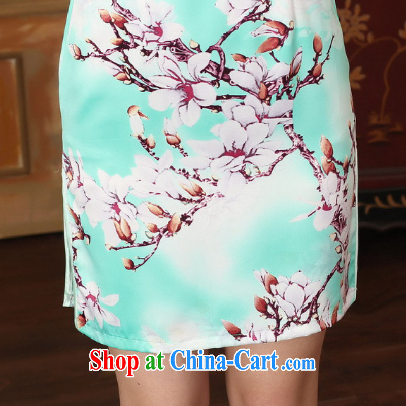 According to fuser summer stylish new Chinese improved Chinese qipao, for a tight Classic tray for cultivating Chinese cheongsam dress LGD/D 0297 #2 sky XL, according to fuser, shopping on the Internet