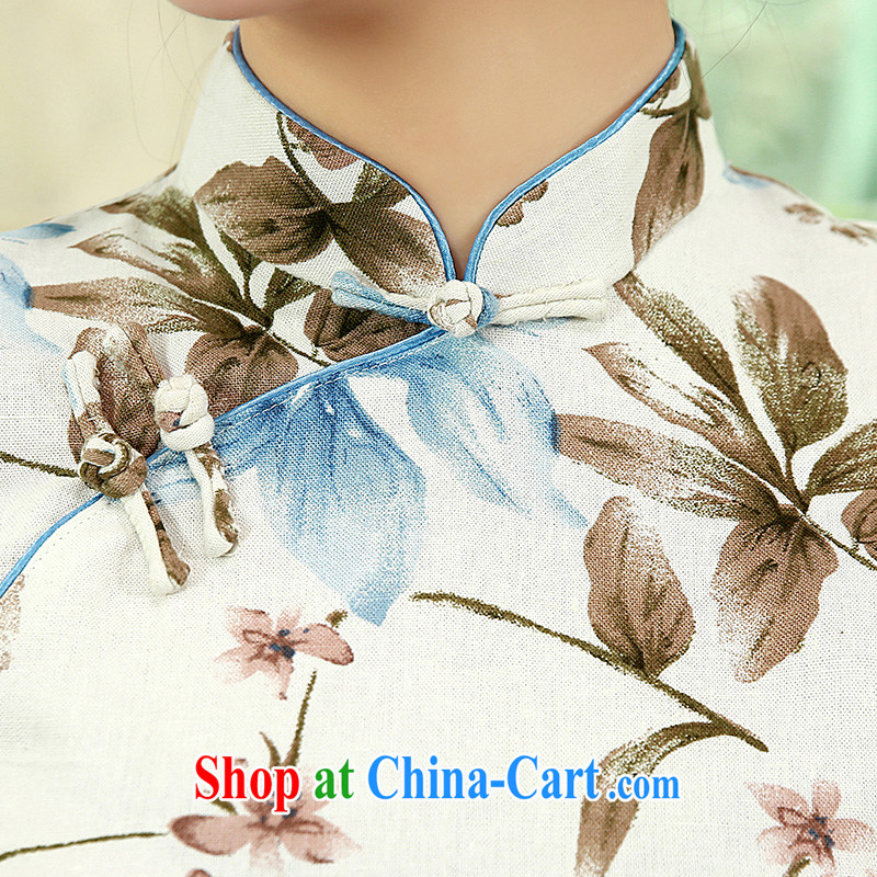 2015 spring and summer new retro improved stylish short, short-sleeved video thin cheongsam dress Q 1073 blue XXL, Jessica (jessica han), online shopping