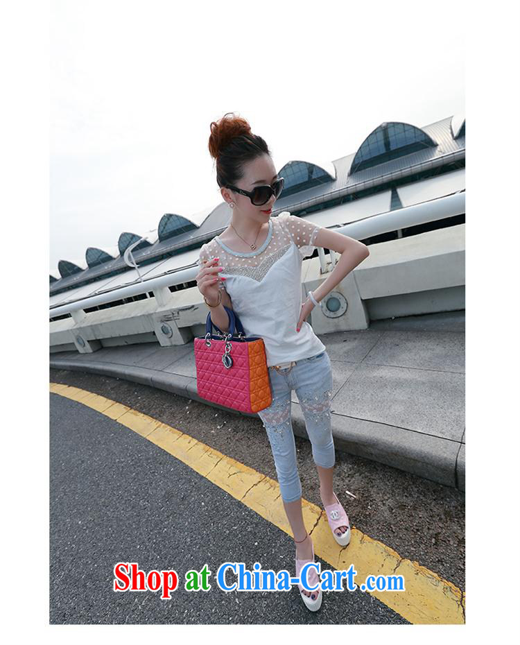 Qin Qing store 2015 spring and summer new Korean fashion ladies Web yarn stitching parquet drill 100 ground crew-neck Openwork cultivating T pension picture color L pictures, price, brand platters! Elections are good character, the national distribution, so why buy now enjoy more preferential! Health