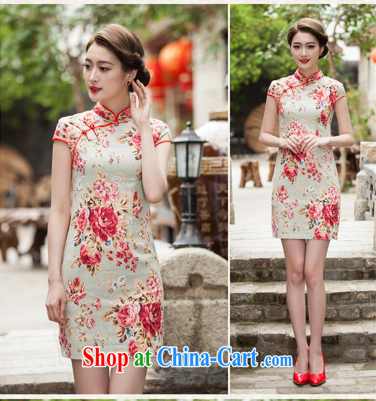 Micro-blue Curtis 2015 summer new, elegant beauty, short cheongsam daily improved fashion cheongsam dress suit XL pictures, price, brand platters! Elections are good character, the national distribution, so why buy now enjoy more preferential! Health