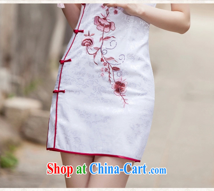 Micro-blue Curtis 2015 summer New Tang with retro improved stylish short, cultivating daily cheongsam dress white L pictures, price, brand platters! Elections are good character, the national distribution, so why buy now enjoy more preferential! Health