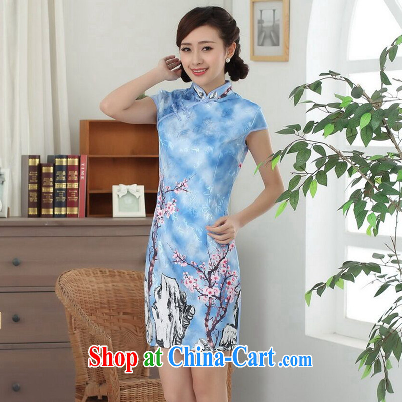 Find Sophie summer Women's clothes new elegance Chinese qipao cotton improved Phillips-head Chinese graphics thin short cheongsam dress such as the color 2 XL, flexible employment, shopping on the Internet
