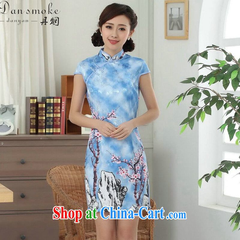Dan smoke summer Women's clothes new elegance Chinese qipao cotton improved Phillips-head Chinese graphics thin short cheongsam dress such as the color 2 XL