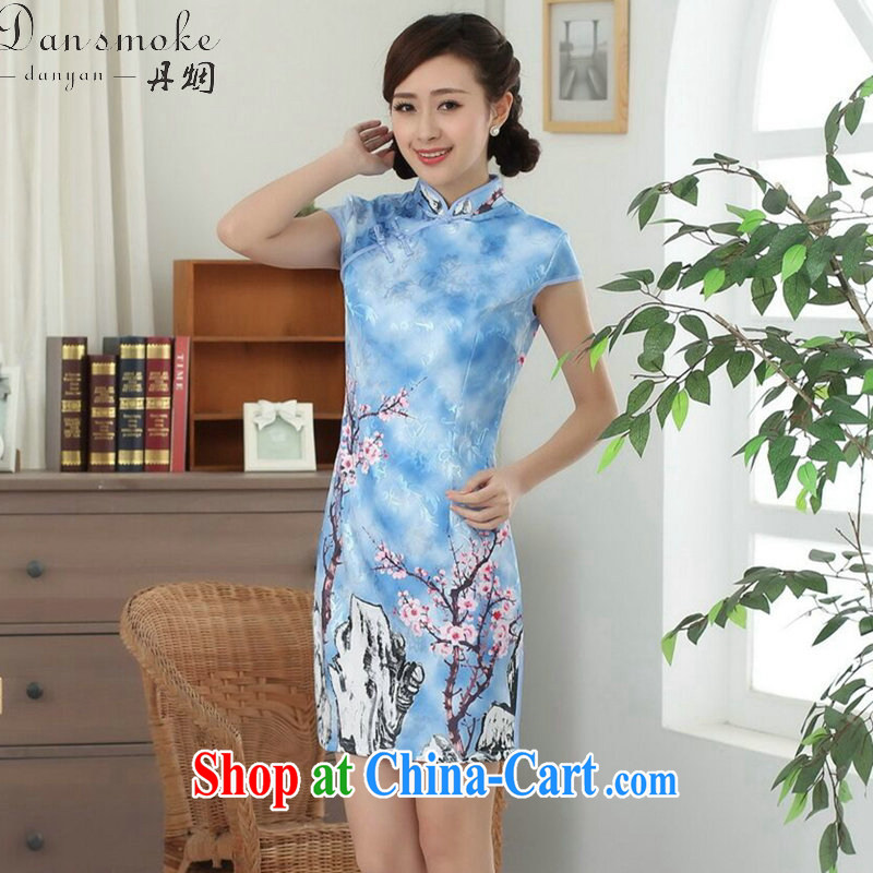 Dan smoke summer Women's clothes new elegance Chinese qipao cotton improved Phillips-head Chinese graphics thin short cheongsam dress such as the color 2 XL, Bin Laden smoke, shopping on the Internet