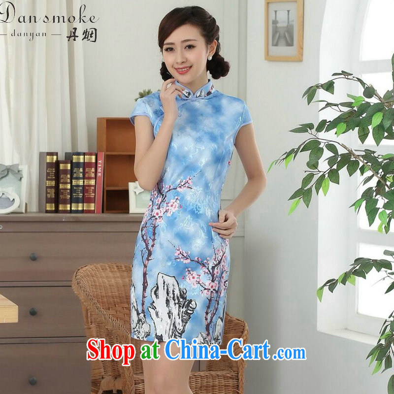 Dan smoke summer Women's clothes new elegance Chinese qipao cotton improved Phillips-head Chinese graphics thin short cheongsam dress such as the color 2 XL, Bin Laden smoke, shopping on the Internet